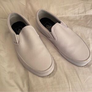Vans White Leather Slip-On